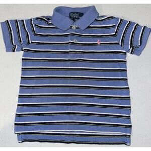 Polo Ralph Lauren Polo Shirt Child Size 24M Blue Plaid Cotton W/ Pink Pony